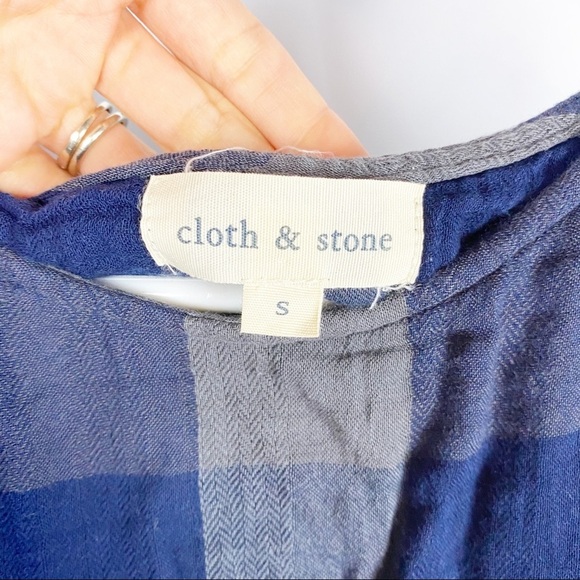 CLOTH & STONE Blue & Grey Plaid Top - Picture 4 of 4